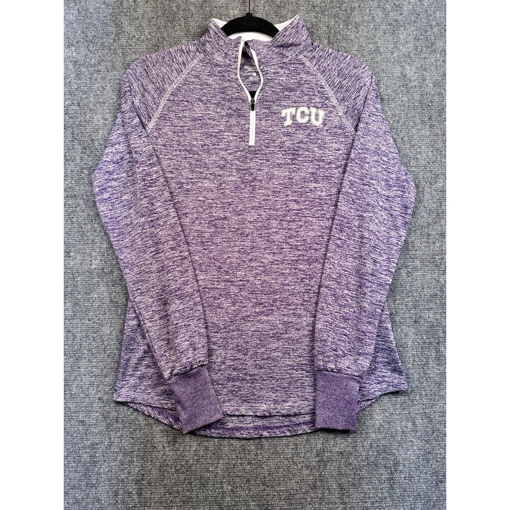 TCU Horned Frogs Womens Purple Colosseum Athletics 1/4 Zip Pullover Small